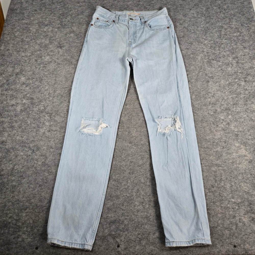 Levis Womens Light Wash Low Pro Straight Distressed Jeans 26